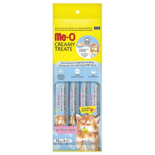 Me-o Creamy Kitten Tavuk Ciğerli Keçi Sütlü Krema Sıvı Kedi Ödülü 4x15gr