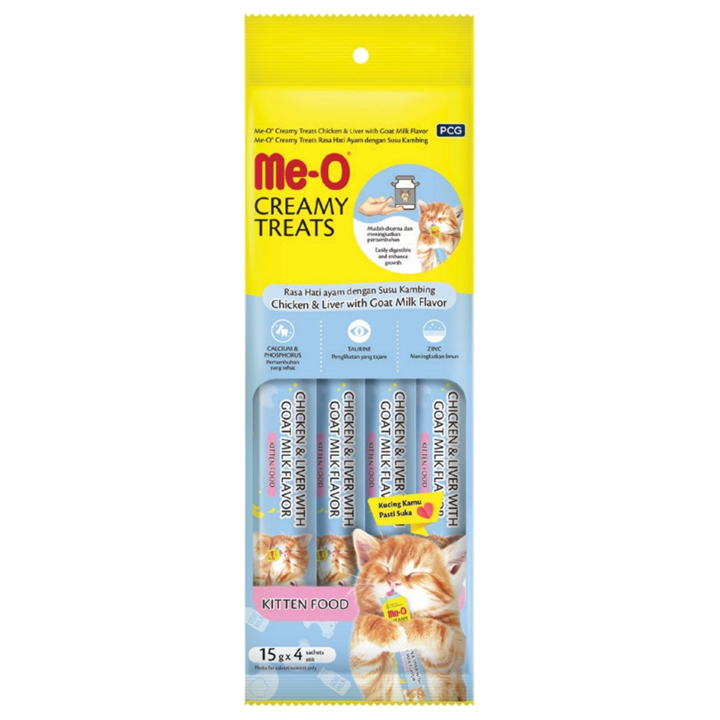 Me-o Creamy Kitten Tavuk Ciğerli Keçi Sütlü Krema Sıvı Kedi Ödülü 4x15gr