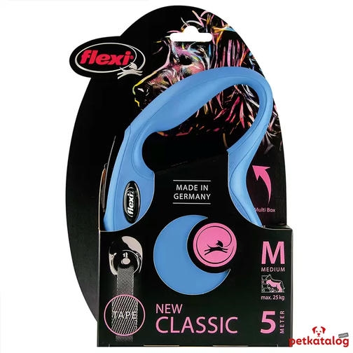 Flexi New Classic Şerit Otomatik Gezdirme Tasması Mavi [Medium] 5m