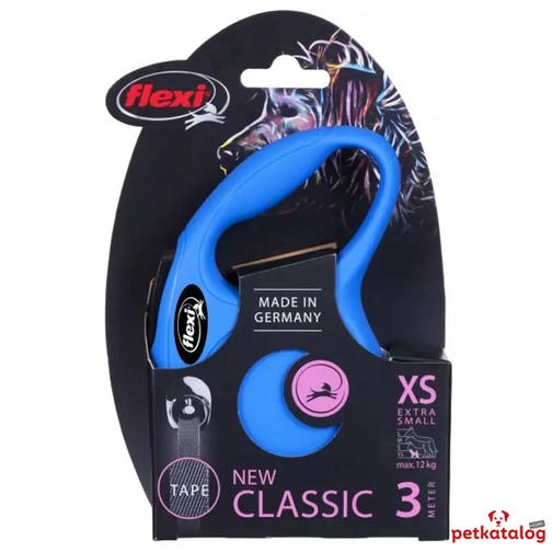 Flexi New Classic نواری اتوماتیک افسار آبی [XSmall] 3m