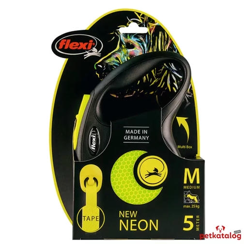 Flexi New Neon Şerit Otomatik Gezdirme Tasması [Medium] 5m