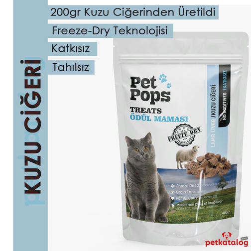 Pet Pops Dondurularak Kurutulmuş Kuzu Ciğeri Kedi Ödülü 40gr