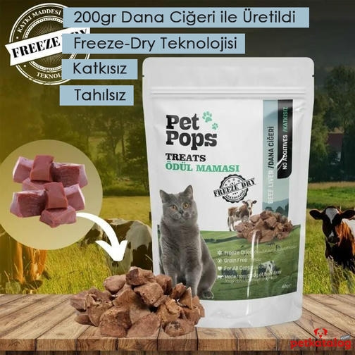 Pet Pops Dondurularak Kurutulmuş Dana Ciğeri Kedi Ödülü 40gr