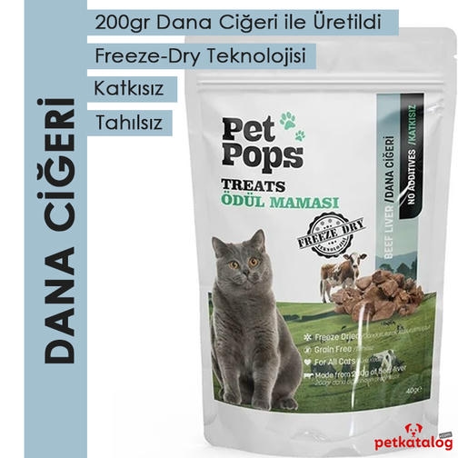 Pet Pops Dondurularak Kurutulmuş Dana Ciğeri Kedi Ödülü 40gr