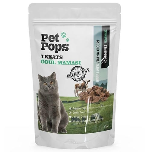 Pet Pops Dondurularak Kurutulmuş Dana Ciğeri Kedi Ödülü 40gr