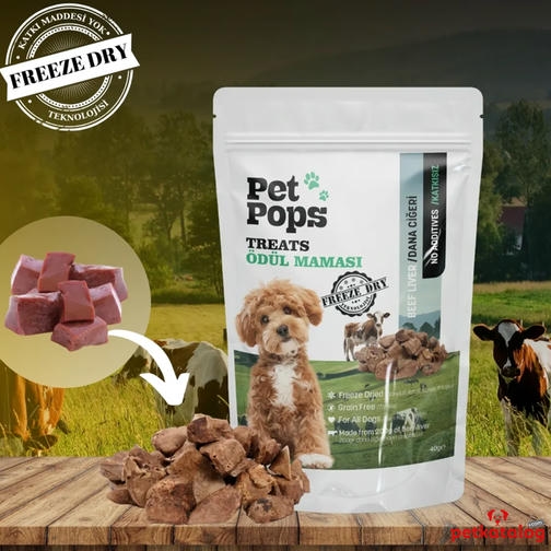 Pet Pops Dondurularak Kurutulmuş Dana Ciğeri Köpek Ödülü 40gr