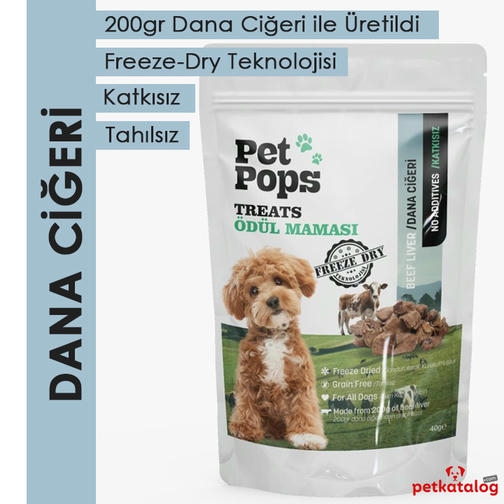 Pet Pops Dondurularak Kurutulmuş Dana Ciğeri Köpek Ödülü 40gr