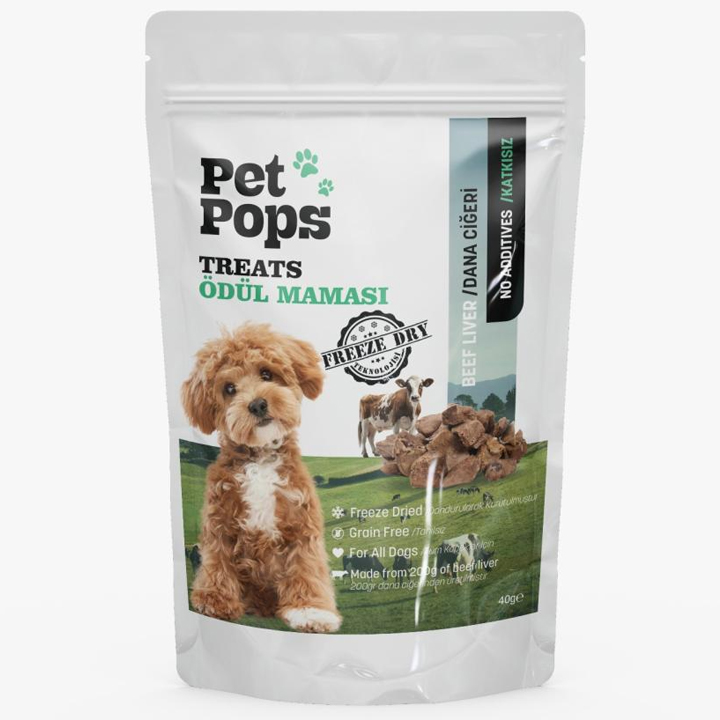 Pet Pops Dondurularak Kurutulmuş Dana Ciğeri Köpek Ödülü 40gr
