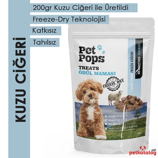 Pet Pops Dondurularak Kurutulmuş Kuzu Ciğeri Köpek Ödülü 40gr