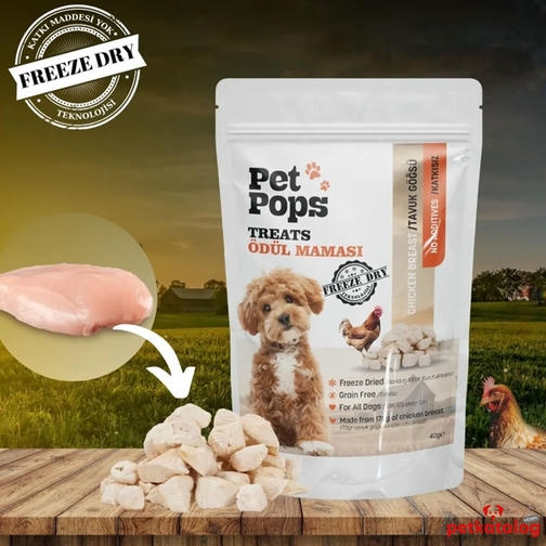 Pet Pops Dondurularak Kurutulmuş Tavuk Göğsü Köpek Ödülü 40gr