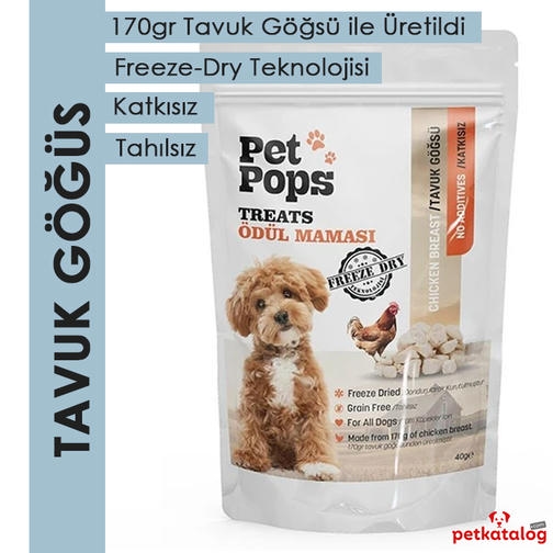 Pet Pops Dondurularak Kurutulmuş Tavuk Göğsü Köpek Ödülü 40gr