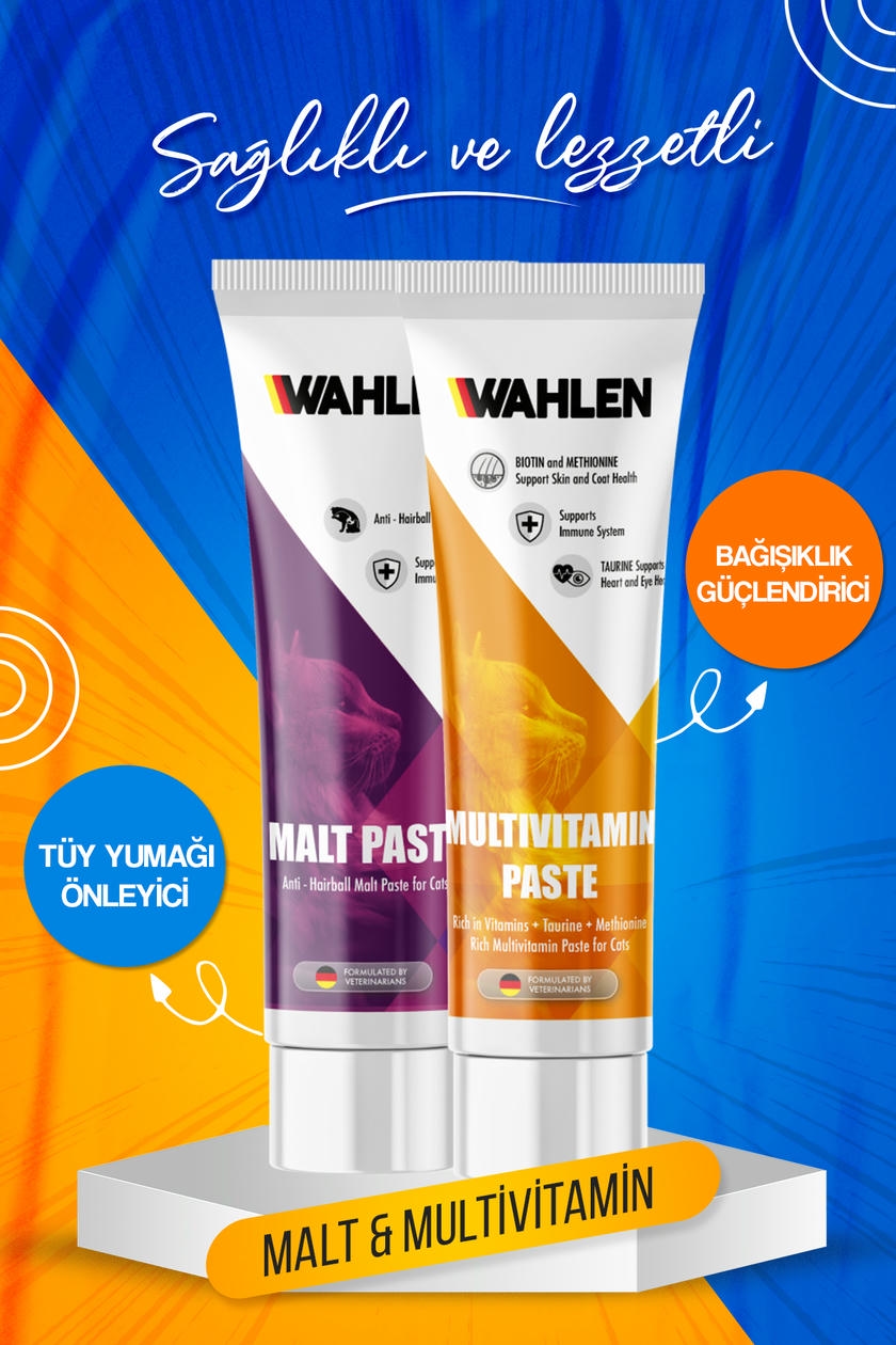 Wahlen Kediler İçin Multivitamin 100 Gr ve Malt Paste 100 gr (2'li Set)
