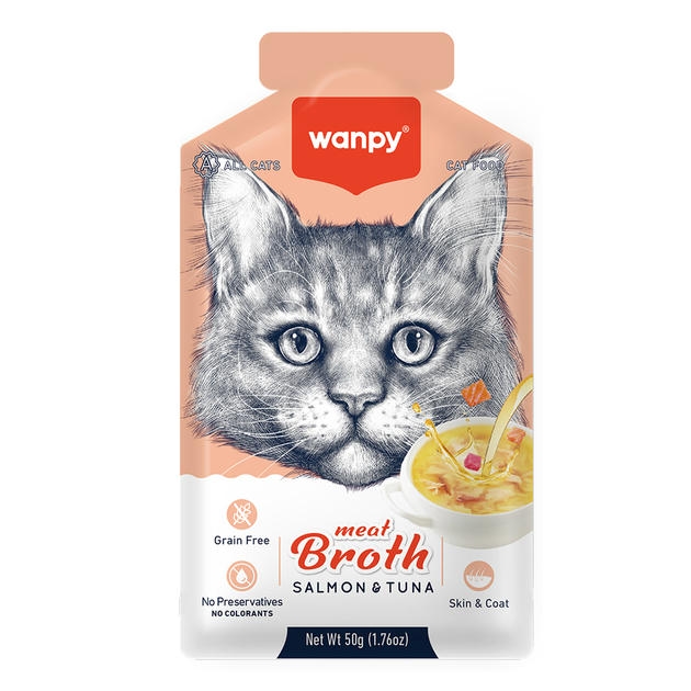 Wanpy Tahılsız Somonlu ve Ton Balıklı Kedi Çorbası 50gr