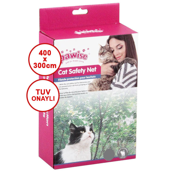 Pawise Balkon ve Pencere İçin Kedi Şeffaf Koruma Ağı 4x3m