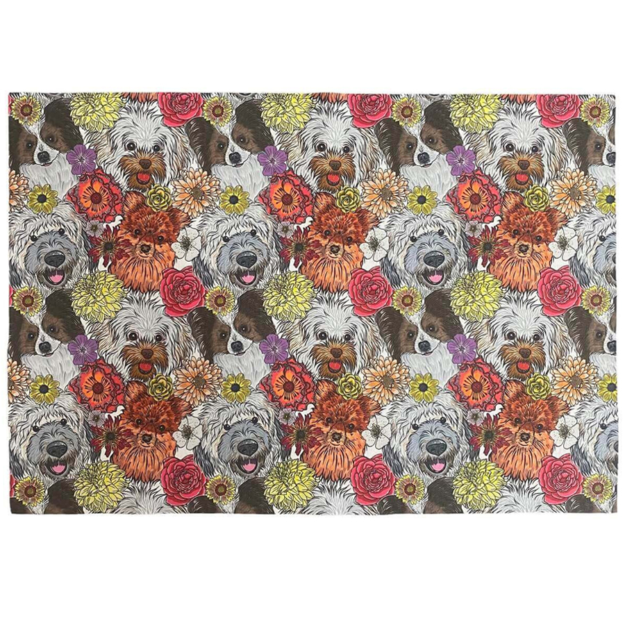 Asterion Evcil Hayvan Havlu-Mat Köpekler ve Çiçekler 50x70 cm