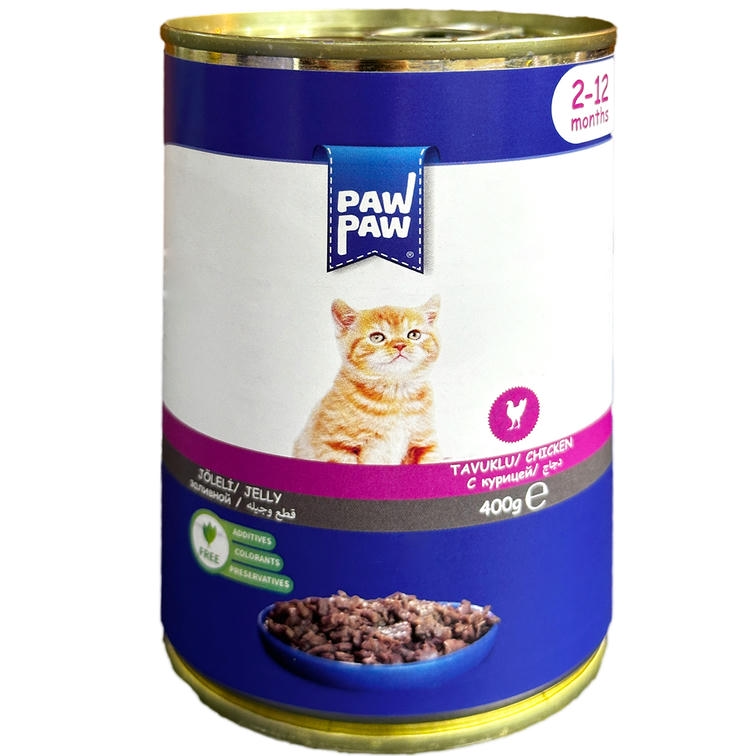 Paw Paw Jelly Parça Etli Tavuklu Yavru Kedi Konservesi 400gr