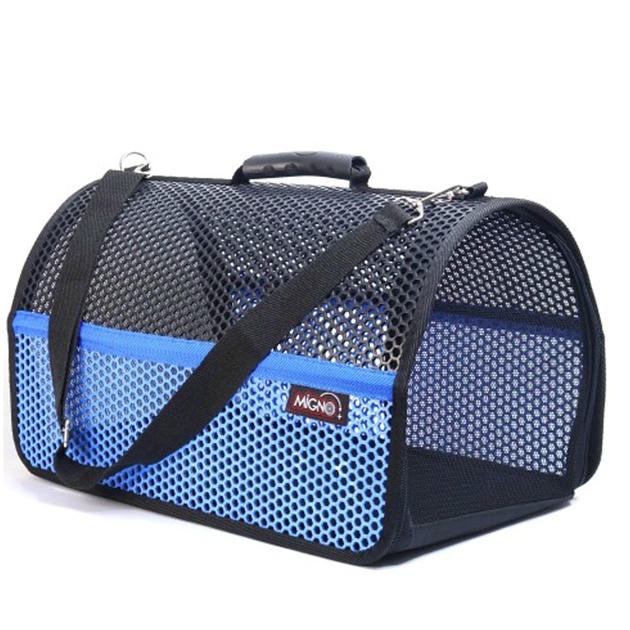 Migno Voyager Fileli Kedi Köpek Taşıma Çantası  Mavi-Siyah (46x30x27 cm)