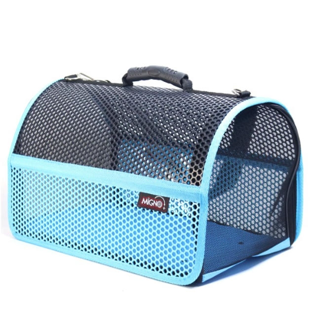 Migno Voyager Fileli Kedi Köpek Taşıma Çantası Turkuaz-Siyah (46x30x27 cm)