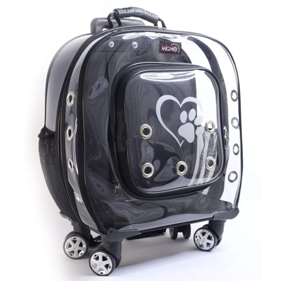 Migno Prestige Valiz Tipi Çekçekli Kedi Taşıma Siyah 48x22x40 cm