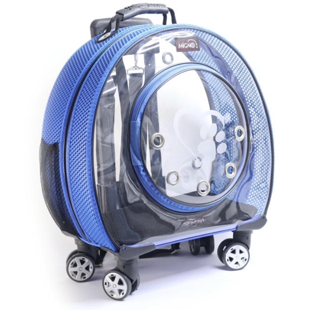 Migno Valiz Tipi Çekçekli Kedi Taşıma Mavi 50x45x20 cm