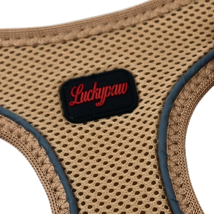 Luckypaw Air Mesh Harness قلاده کتفی گربه و سگ قهوه ای روشن (4-7kg) [Small]