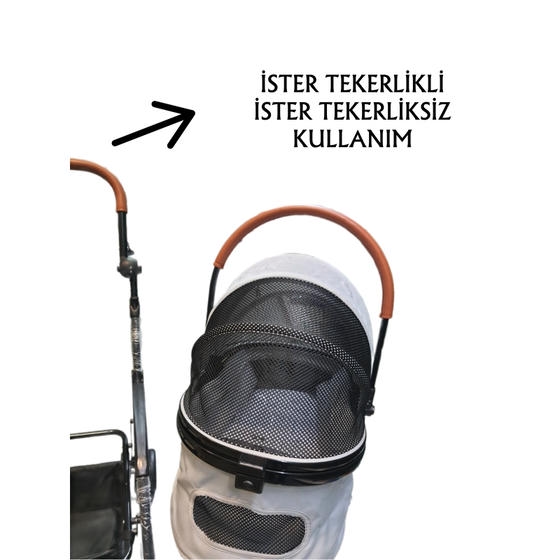 Tommy Kedi ve Küçük Irk Köpek Taşıma Arabası 15 Kg Taşıma Kapasiteli Gri  (76,5x48x99cm)