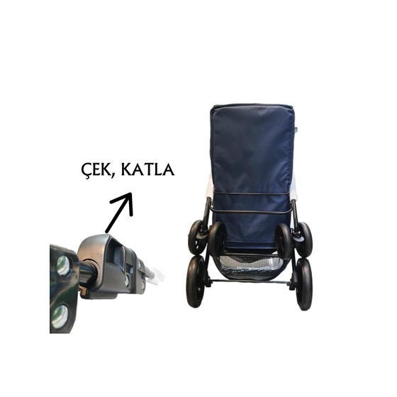 Tommy کالسکه گربه و سگ نژاد کوچک 15 Kg ظرفیت حمل آبی تیره (74,5x46,5x97,5cm)