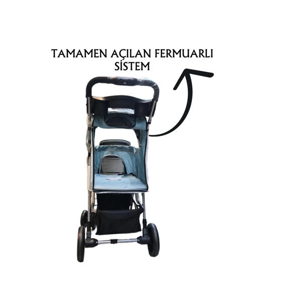 Tommy کالسکه گربه و سگ نژاد کوچک 15 Kg ظرفیت حمل فیروزه (78x46x99,54cm)