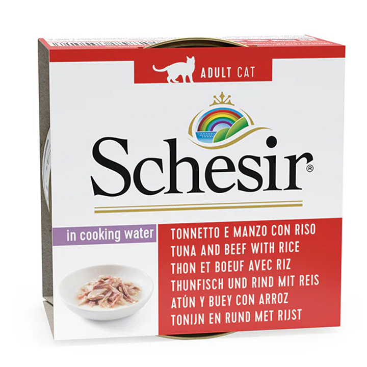 Schesir In Cooking Water - Ton Balıklı, Sığır Etli ve Pirinçli Yetişkin Kedi Konservesi 85gr