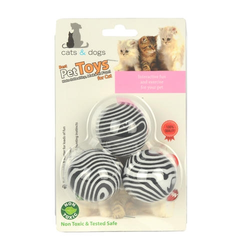 Flip Siyah Beyaz Kedi Oyun Topu 4cm (3'lü)