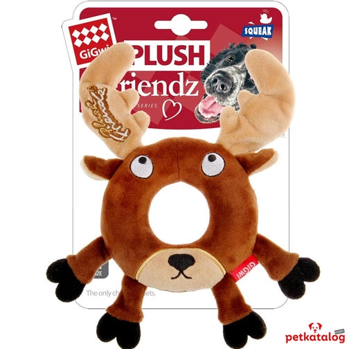 Gigwi Plush Friendz اسباب بازی سگ گوزن مخمل دار با صدای 11cm