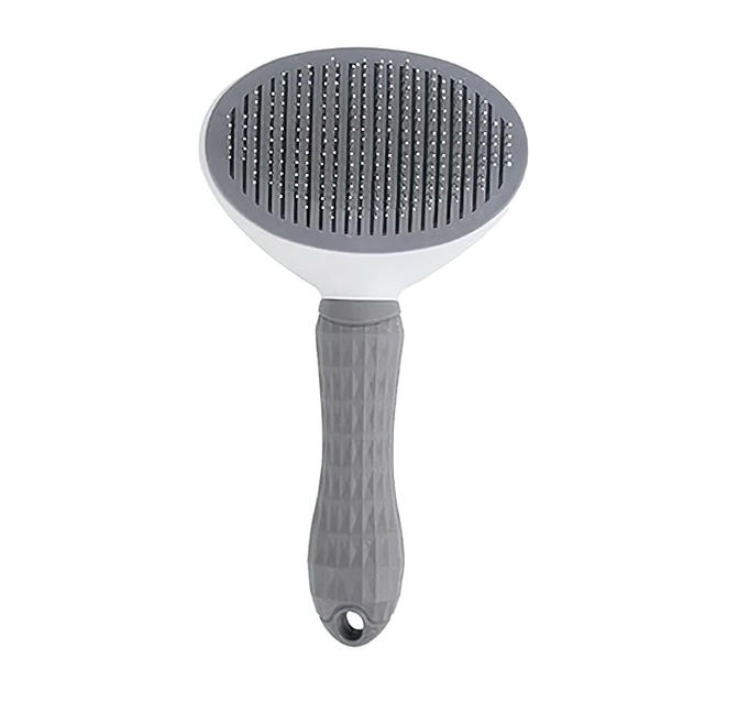 Clean Pet's Tüy Temizleme Düğmeli Oval Kedi Köpek Fırçası 10 cm (Gri)