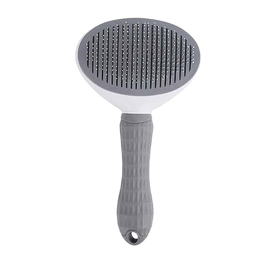 Clean Pet's Tüy Temizleme Düğmeli Oval Kedi Köpek Fırçası 10 cm (Gri)