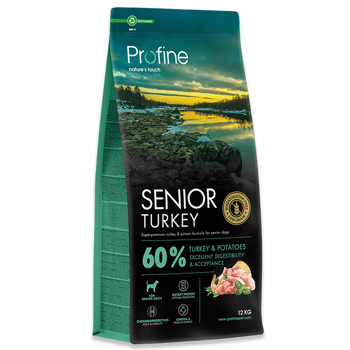 Profine Senior - Düşük Tahıllı - Glutensiz Hindi Etli Yaşlı Köpek Maması 12KG