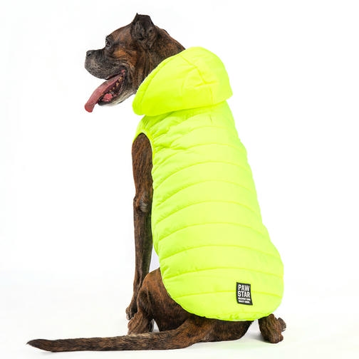 Pawstar Railway Neon Yeşil Büyük Irk Köpek Yağmurluğu (Kolsuz) 20-29KG [5XL] - Su itici özelliktedir