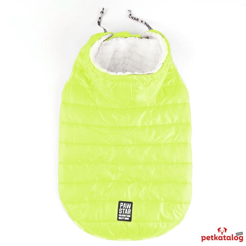 Pawstar Railway Neon Yeşil Büyük Irk Köpek Yağmurluğu (Kolsuz) 29-36KG [6XL] - Su itici özelliktedir