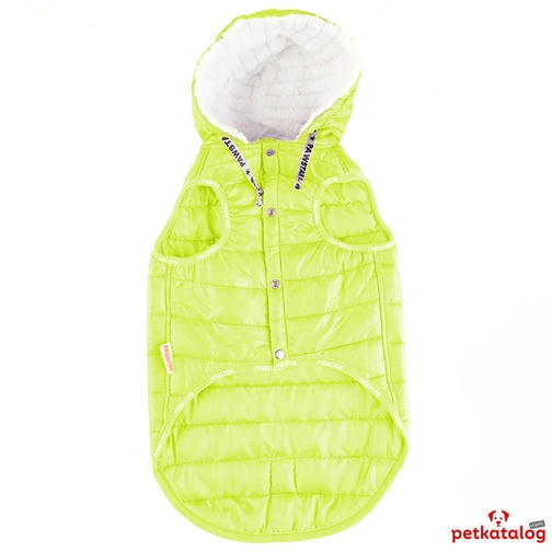 Pawstar Railway Neon Yeşil Büyük Irk Köpek Yağmurluğu (Kolsuz) 36-45KG [7XL] - Su itici özelliktedir