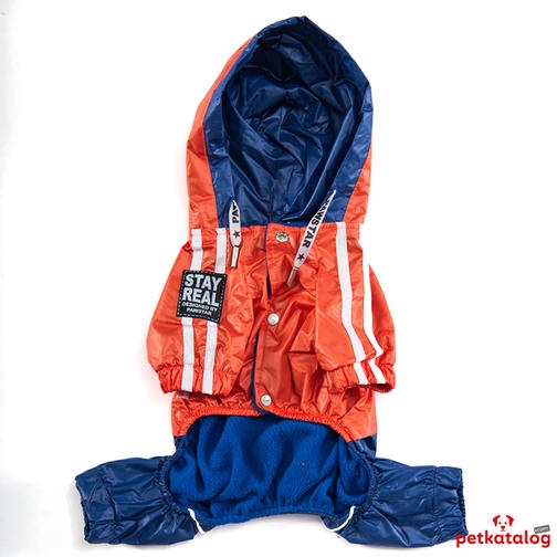 Pawstar Bicolor Turuncu-Lacivert Orta Irk Köpek Yağmurluğu 9-11KG [2XL] - Su geçirmez