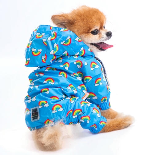 Pawstar Irides Gökkuşağı Desenli Küçük Irk Köpek Yağmurluğu 2,6-4,5KG [M] - Su geçirmez