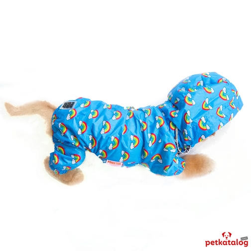 Pawstar Irides Gökkuşağı Desenli Orta Irk Köpek Yağmurluğu 9-11KG [2XL] - Su geçirmez