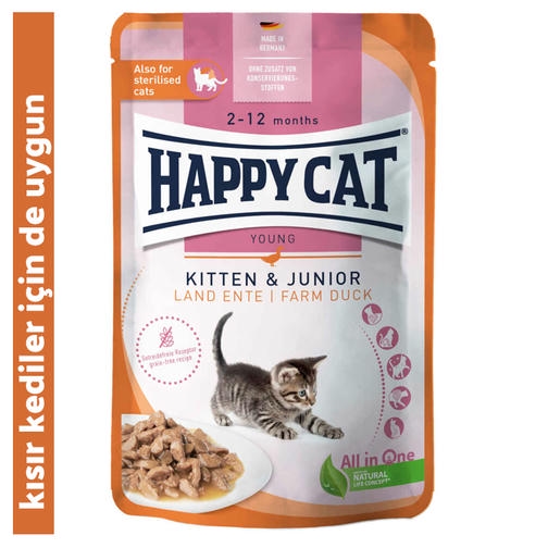 Happy Cat Tahılsız Ördekli Yavru Kedi Konservesi 85gr - Kısırlaştırılmış kediler için uygun