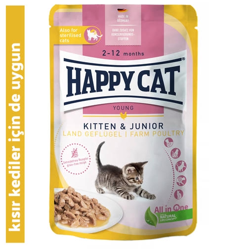 Happy Cat Tahılsız Tavuklu Yavru Kedi Konservesi 85gr - Kısırlaştırılmış kediler için uygun