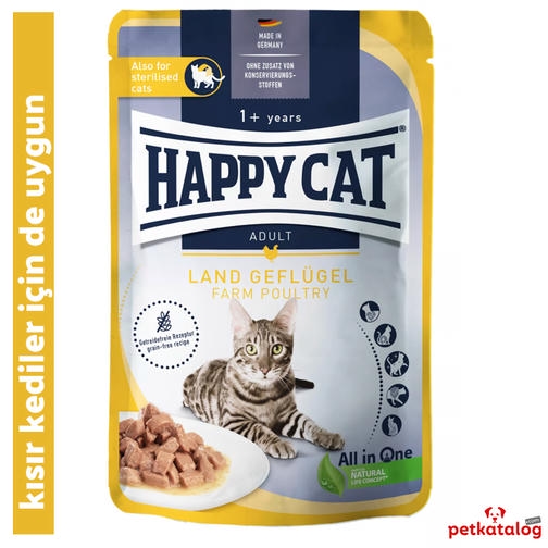 Happy Cat Tahılsız Tavuklu Yetişkin Kedi Konservesi 85gr - Kısırlaştırılmış kediler için uygun