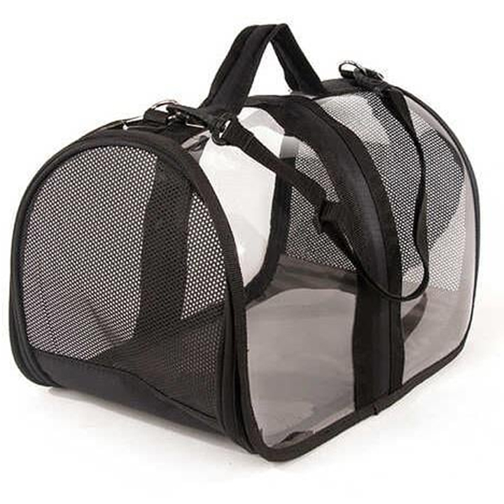 Bacco Milano Şeffaf Kedi Köpek Taşıma Çantası 44x28x28cm (Siyah) 
