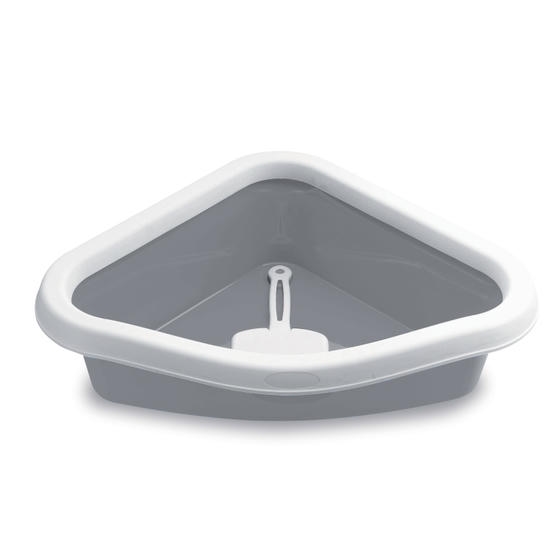 Stefanplast Sprint Corner Köşe Kedi Tuvaleti Beyaz/gri 56x40x14cm (Kürek Hediyeli)