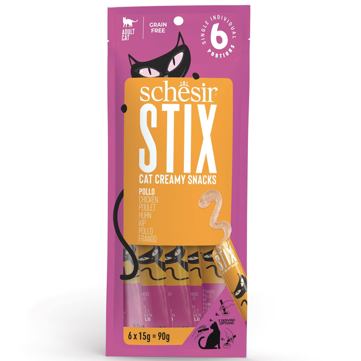 Schesir Cat Stix Tavuklu Krema Sıvı Kedi Ödülü 6x15gr