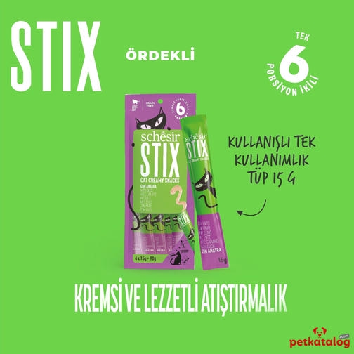 Schesir Cat Stix Ördekli Krema Sıvı Kedi Ödülü 6x15gr
