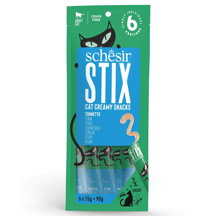 Schesir Cat Stix Somonlu Krema Sıvı Kedi Ödülü 6x15gr