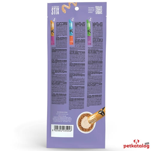 Schesir Cat Stix کرم ترکیبی مایع گربه با مرغ، سالمون و اردک 6x15gr