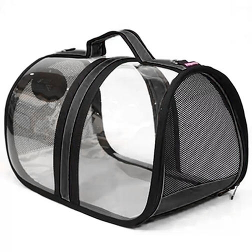 Luckypaw Flybag Kedi Köpek Şeffaf Taşıma Çantası 44x28x28cm (Siyah)